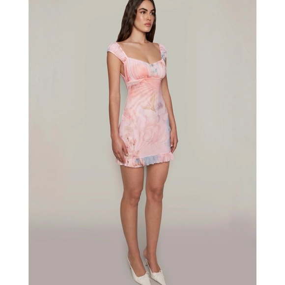 Danielle Guizio mini pink mesh dress NEW - Picture 3 of 6
